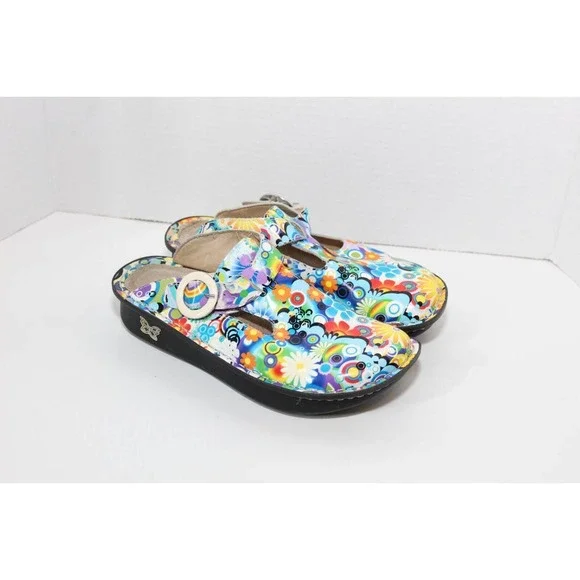 Alegria Donna Hippie Chic Psychedelic Slides Floral Slip On Clogs Shoe 36 H14430 - Picture 5 of 12